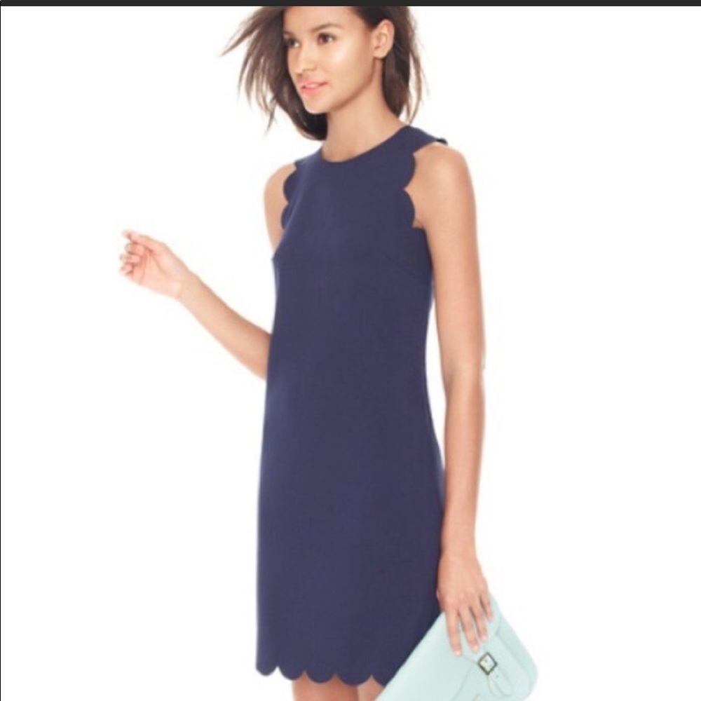 Like new navy J. Crew scalloped edge sleeveless shift dress